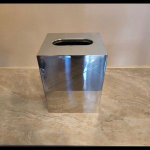 Elegant Chrome Tissue Holder 5x5x5 inch Stainless Steel Cube Towel Napkin Box.